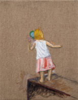 Mädchen mit Lupe, 40 x 30 cm, Öl auf Leinwand, 2020, Privatbesitz
