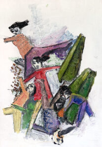 Studie zu DORNENKRÖNUNG, Öl auf Karton, 17 x 25 cm, 2024