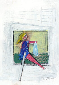 Figur im Qudrat, Öl auf Karton, 30 x 20 cm, 2023
