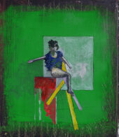 rot gelb grün blau, 40 x 34 cm, Öl auf Holz, 2020