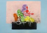 Figuren Turm, Mixed Media auf Papier, 42 x 58 cm, 2025