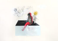 Situation mit Figur, Mixed Media auf Papier, 42 x 58 cm, 2025
