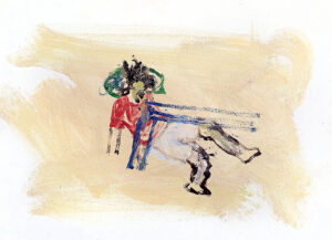 Fallübung IV, Öl auf Hartfaserplatte, 17 x 22 cm, 2023