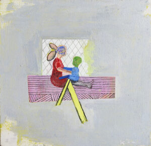Pieta - 2 Figuren, Öl auf Holz, 25 x 25 cm, 2025